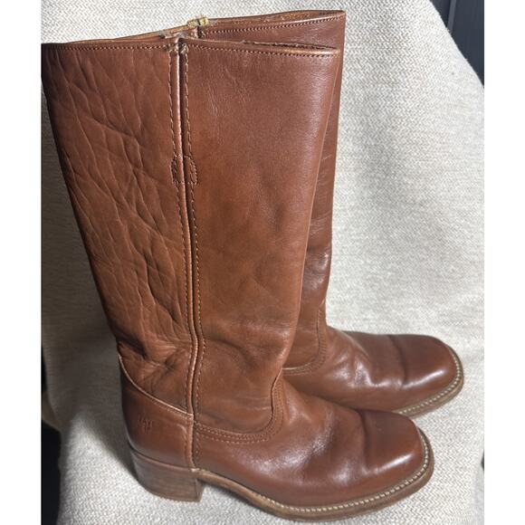VTG FRYE 80's 2955T Campus Boots Leather Brown 9D Classic Square Toe Made USA - Picture 5 of 12